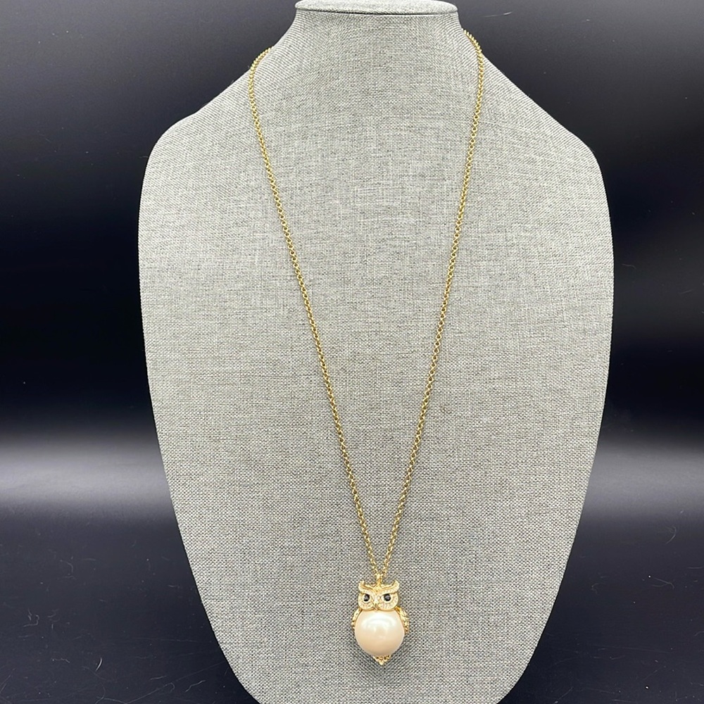 Kate Spade Owl Pearl Necklace Nice Chi Omega Hootie - Picture 2 of 7